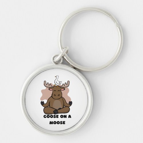 Goose on a Moose Animal Funny Keychain