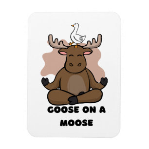 Goose on a Moose Animal Funny Magnet