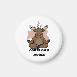 Goose on a Moose Animal Funny Magnet