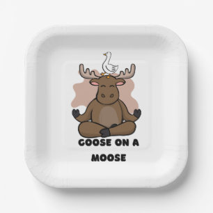 Goose on a Moose Animal Funny Paper Plates