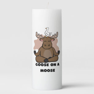 Goose on a Moose Animal Funny Pillar Candle