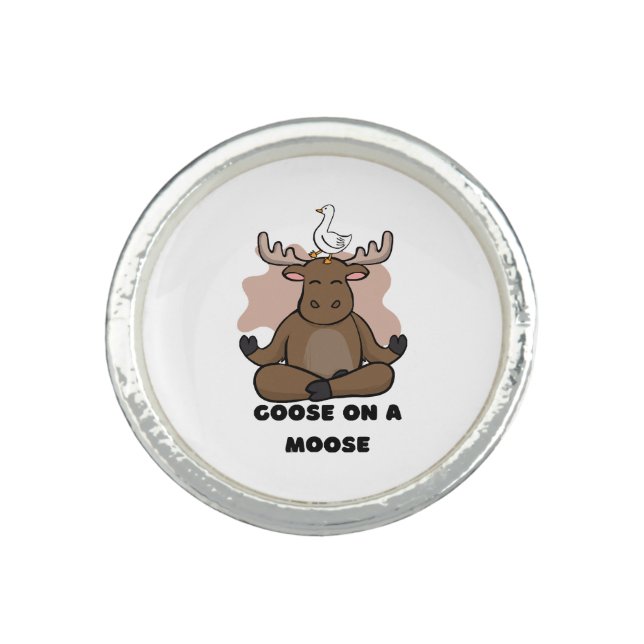 Goose on a Moose Animal Funny Ring (Front)