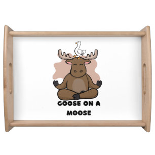 Goose on a Moose Animal Funny Serving Tray