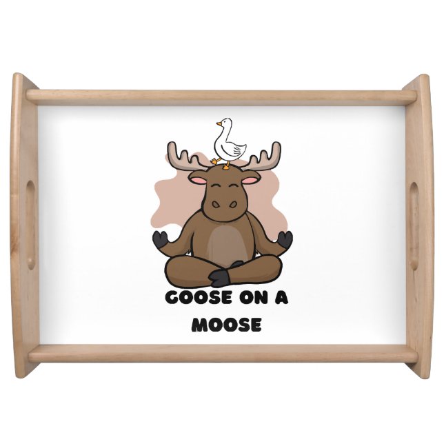 Goose on a Moose Animal Funny Serving Tray (Front)