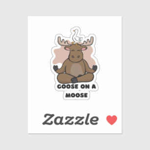 Goose on a Moose Animal Funny Sticker