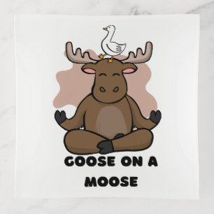 Goose on a Moose Animal Funny Trinket Tray