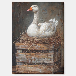 Goose on a Nest Painting Magnet