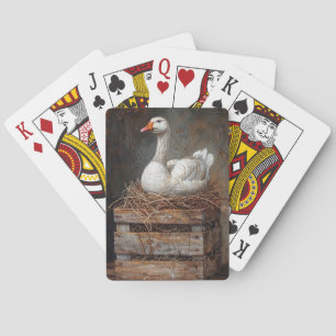 Goose on a Nest Painting Poker Cards