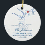 Goose Rocks Beach ME Map Wedding Photo Christmas Ceramic Ornament<br><div class="desc">Commemorate your special day with our Personalized Navy Blue Goose Rocks Beach Map Wedding Keepsake Christmas Ornament. Featuring an elegant map of Goose Rocks Beach and Cape Porpoise, Maine, this ornament is the perfect coastal memento. Personalize it with your wedding photo on the back to create a cherished holiday keepsake....</div>
