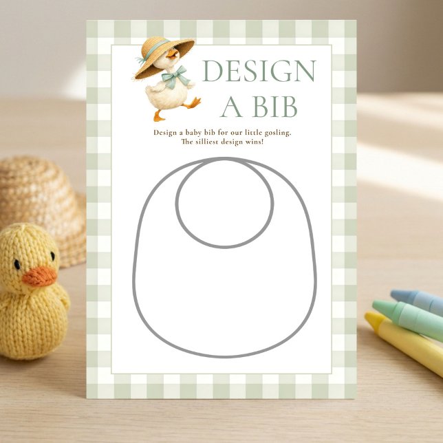 Goose Sage Gingham Design Bib Shower Game Card (Creator Uploaded)