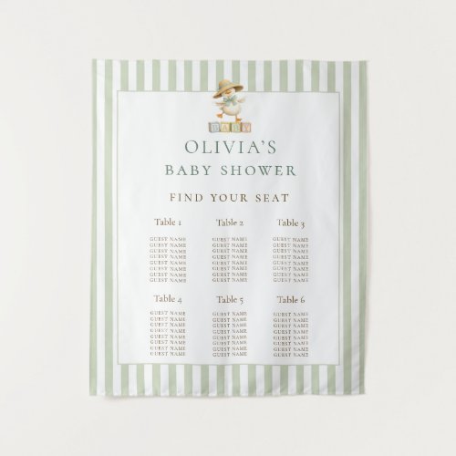 Goose Sage Stripes seating chart Baby Shower Tapestry