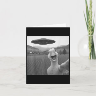 Goose Selfie With Alien Ufo Funny For Men Women Ki Card
