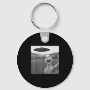 Goose Selfie With Alien Ufo Funny For Men Women Ki Keychain