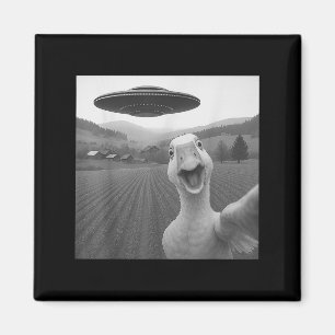 Goose Selfie With Alien Ufo Funny For Men Women Ki Magnet