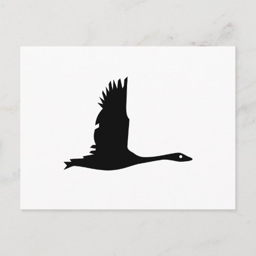 Goose Silhouette in Black on White Postcard