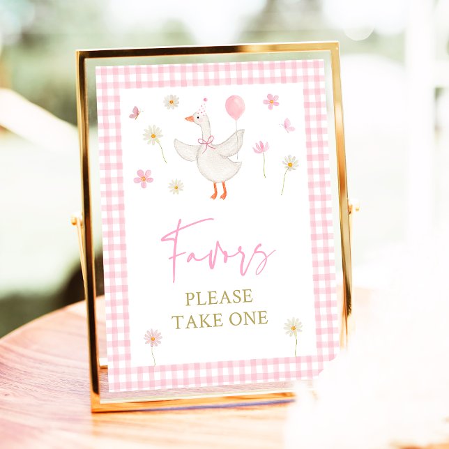 Goose Spring Pink Daisy Birthday Favor Sign (Creator Uploaded)