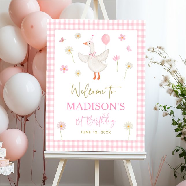 Goose Spring Pink Daisy First Birthday Welcome Foam Board (Creator Uploaded)
