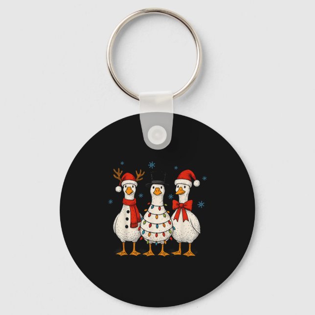 Goose Squad Christmas Light Reindeer Crew Xmas Mat Keychain (Front)
