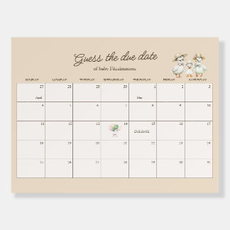 Goose Theme Guess the Due Date Baby Shower Game Foam Board
