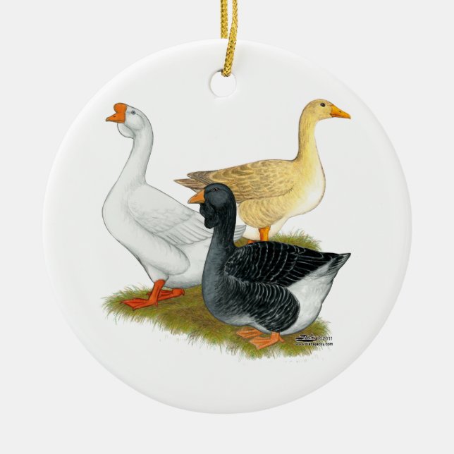 Goose Trio Ceramic Ornament (Front)