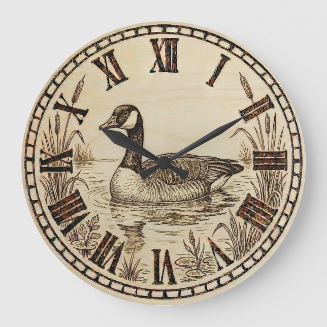 Goose Wall Clock - Serene Lake Glide (Front)