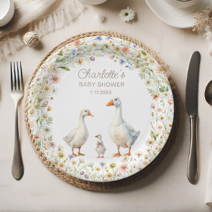 Goose Wildflower Boho Baby Shower Paper Plates