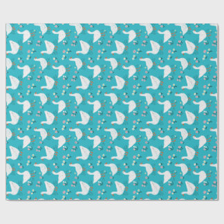 Goose Wildflower Cottagecore Farmhouse Spring Teal Wrapping Paper