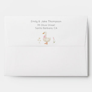 Goose Wildflower Pink Bow Baby Shower Envelope