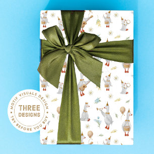 Goose Wrapping Paper, Goose Theme, Musical Goose Paper Sheets