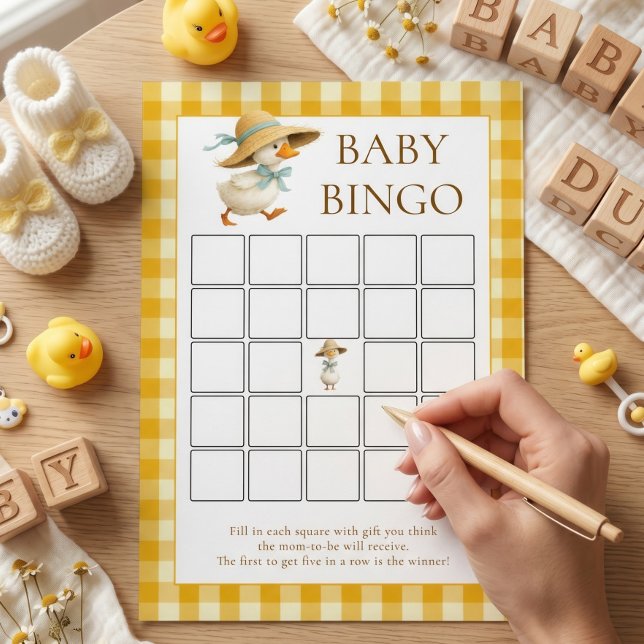Goose Yellow Gingham Bingo Baby Shower Game Card (Creator Uploaded)