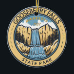 Gooseberry Falls State Park Minnesota Badge Ceramic Ornament<br><div class="desc">Gooseberry Falls State Park illustration in a badge style circle.</div>