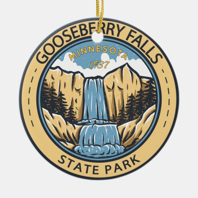 Gooseberry Falls State Park Minnesota Badge Ceramic Ornament (Front)