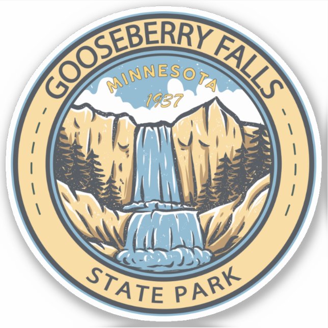 Gooseberry Falls State Park Minnesota Badge Sticker (Front)
