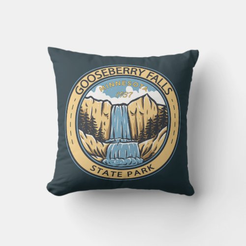 Gooseberry Falls State Park Minnesota Badge Throw Pillow