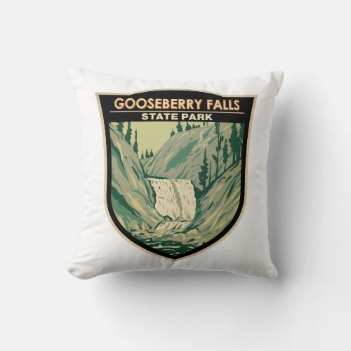 Gooseberry Falls State Park Minnesota Vintage Throw Pillow