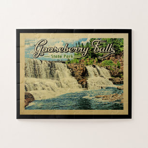 Gooseberry Falls State Park Vintage Travel Jigsaw Puzzle