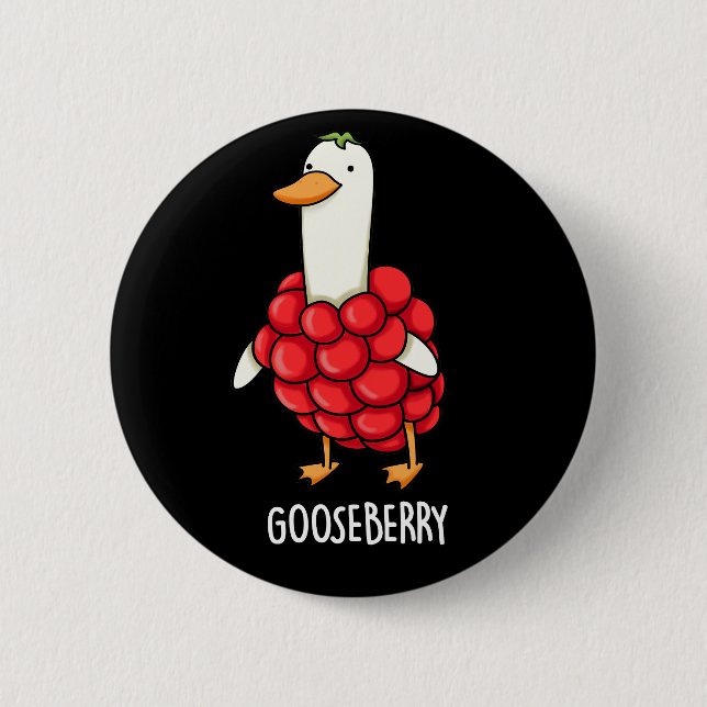 Gooseberry Funny Berry Pun Dark BG Button (Front)