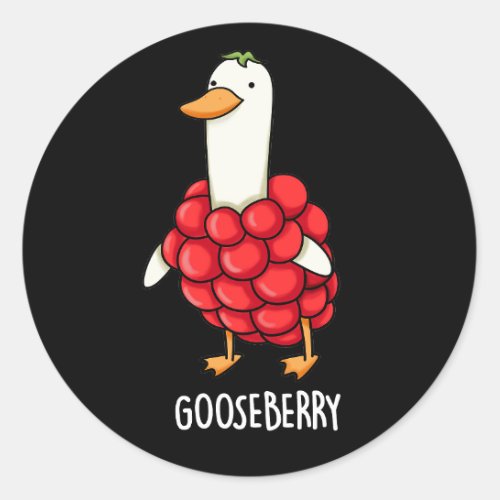 Gooseberry Funny Berry Pun Dark BG Classic Round Sticker