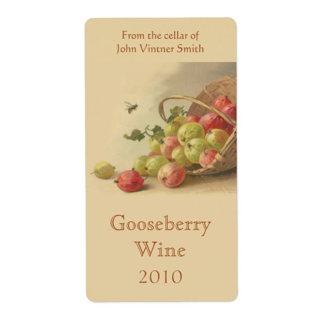 Gooseberry wine bottle label (Front)
