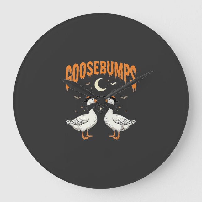 Goosebumps Halloween Witch Geese Vector Design Large Clock (Front)