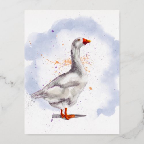Goosey Goosey Illustration Foil Holiday Postcard