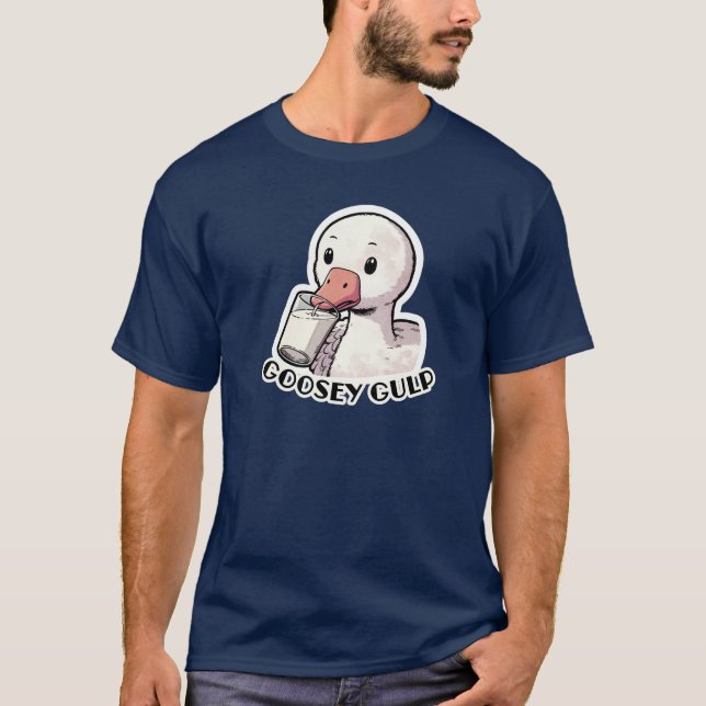 Goosey Gulp - The Milk-Drinking Goose T-Shirt (Front)