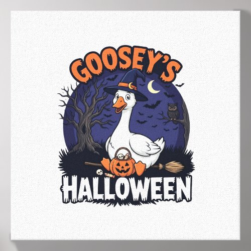 Gooseys Halloween Goose Witch Hat Pumpkin_1 Canvas Photo Tile