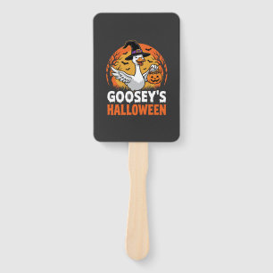 Gooseys Halloween Witch Goose Retro Cartoon Design Hand Fan