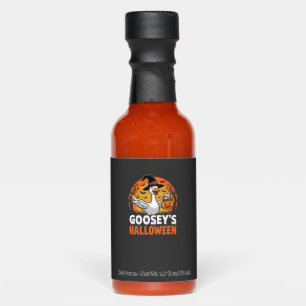 Gooseys Halloween Witch Goose Retro Cartoon Design Hot Sauces