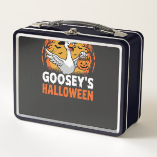 Gooseys Halloween Witch Goose Retro Cartoon Design Metal Lunch Box