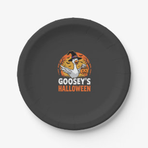 Gooseys Halloween Witch Goose Retro Cartoon Design Paper Plates
