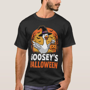 Gooseys Halloween Witch Goose Retro Cartoon Design T-Shirt