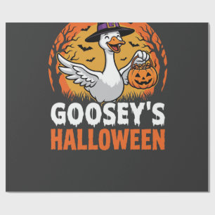 Gooseys Halloween Witch Goose Retro Cartoon Design Wrapping Paper