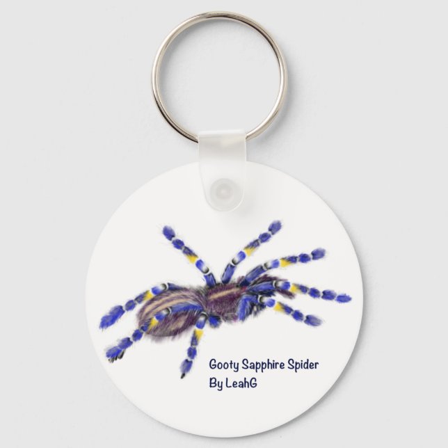 Gooty Sapphire Tarantula Spider Personalized Keychain (Front)
